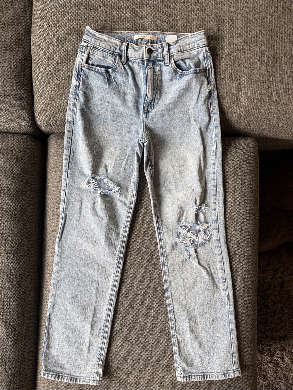 Eunina Light Blue Distressed Straight Leg Jeans